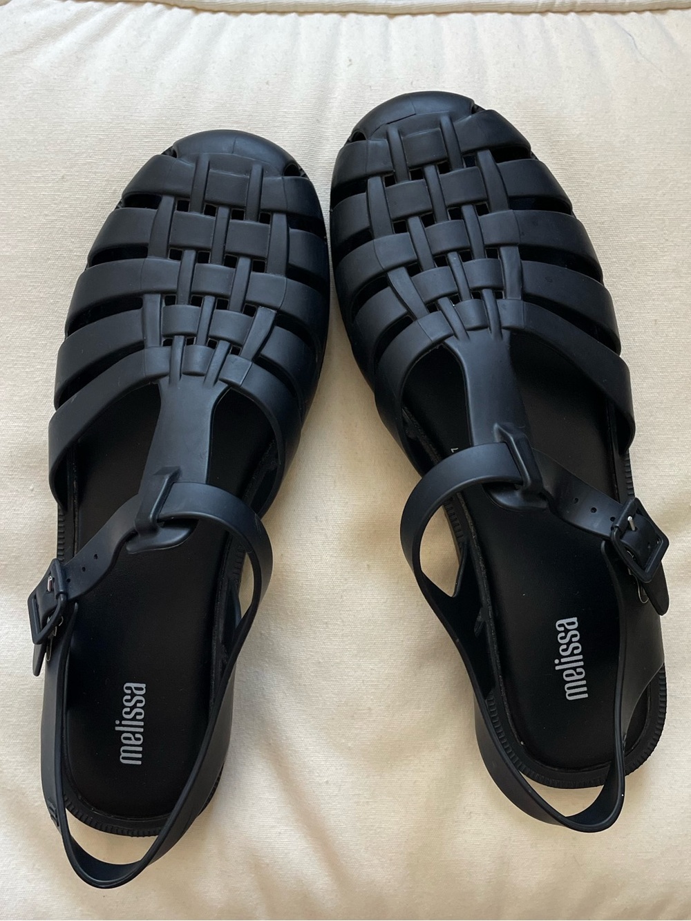 Melissa Matte Black Jelly Fisherman Sandals